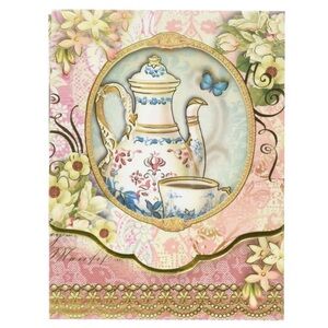Punch Studio Tea Time Embellished Mini Window Notepad (59668)